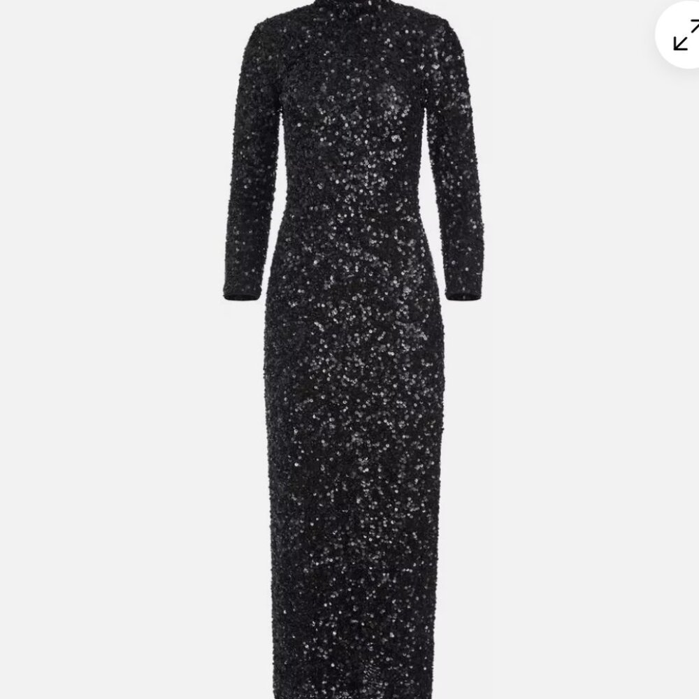 ALICE + OLIVIA Inka Sequin Maxi Gown Black Size 2 NEW WITH TAGS IN ORIGINAL BAG - Picture 3 of 10